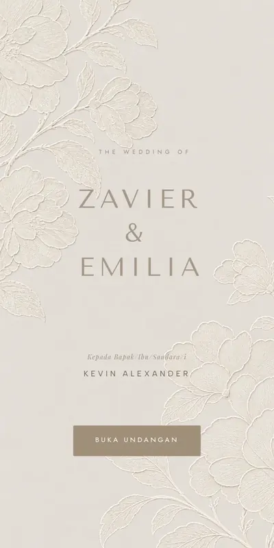 Contoh tampilan undangan digital Ze Invitation: template Mono Bloom